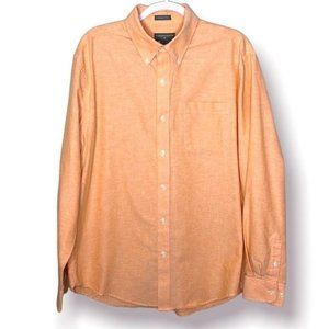 Saddlebred Size L Orange Long Sleeve Button Down Soft Knit Wrinkle Free Shirt